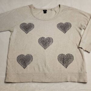 Torrid Womens Long Sleeve Scoop Neck Embellished Oatmeal Colored Sweater Size To